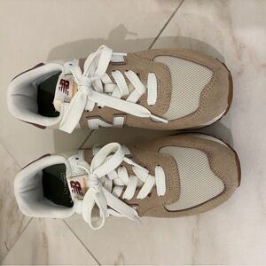 New Balance Women’s Tan, Burgundy and White Sneakers